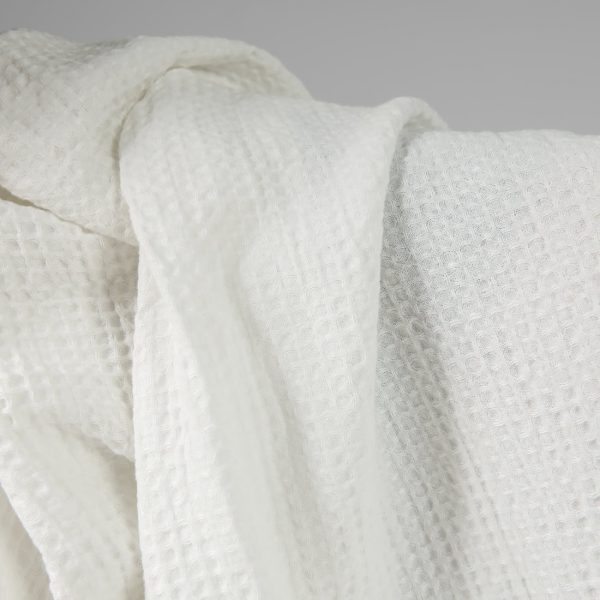 Washed linen cotton fabric off-white waffle product photo