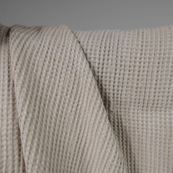 Washed linen cotton fabric beige waffle 150cm