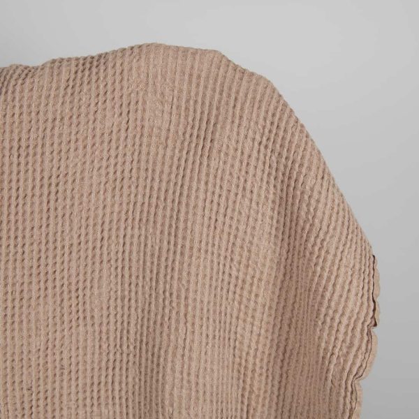 Washed linen cotton fabric light brown waffle product photo