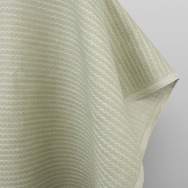 Light green linen cotton fabric in a zigzag pattern, 150cm width