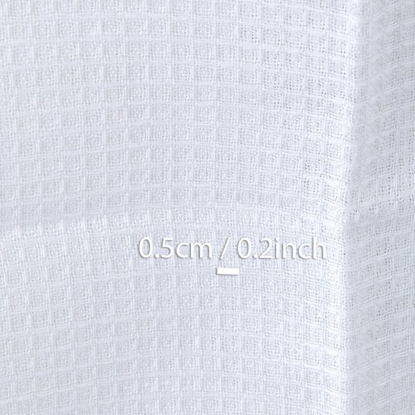 Optical white linen cotton waffle fabric