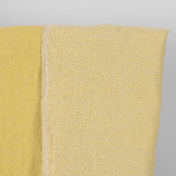 Washed linen cotton fabric grey yellow double-sided, other side light grey