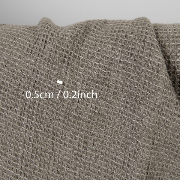 Linen cotton fabric beige-grey waffle washed, with measurements