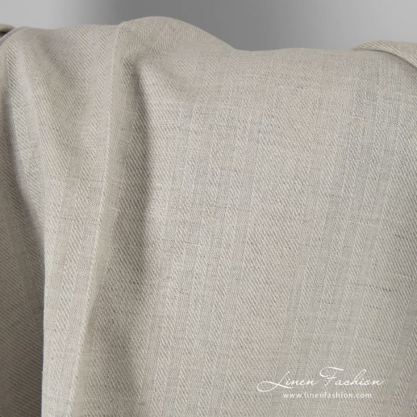 Light grey linen cotton fabric in twill weave pattern