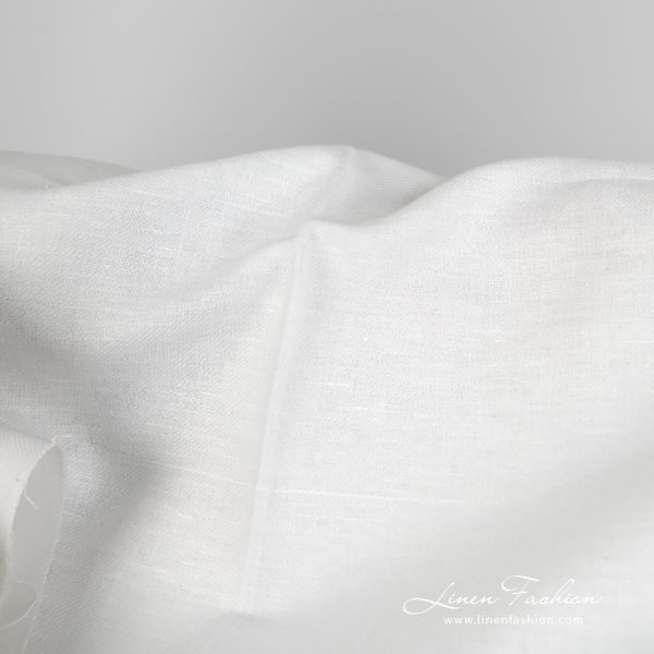 Linen cotton fabric white colour in twill weave close up detail