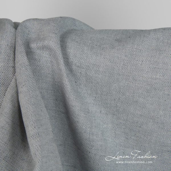 Linen cotton fabric blueish grey twill weave product photo