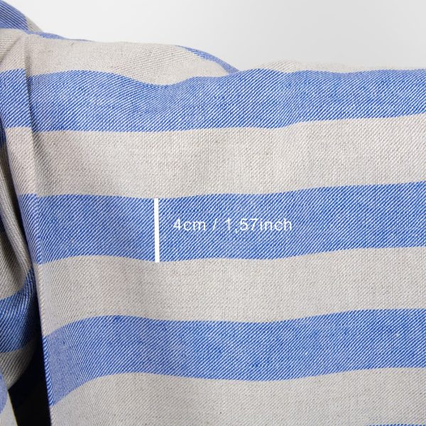 linen cotton blue beige stripes, 4cm.
