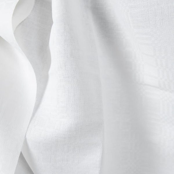 Linen cotton fabric bright white checks pattern 150cm