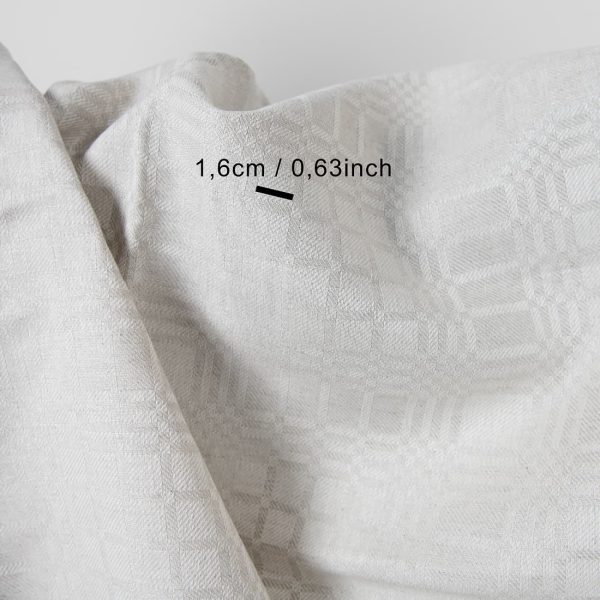 Linen cotton fabric in light beige checks with measurements