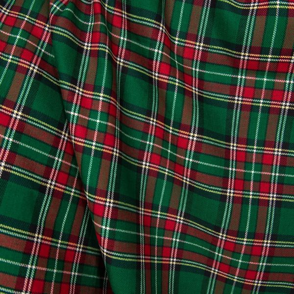 Linen cotton fabric green red checks product photo