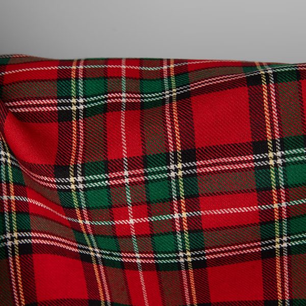 Linen cotton fabric red green checks, twill