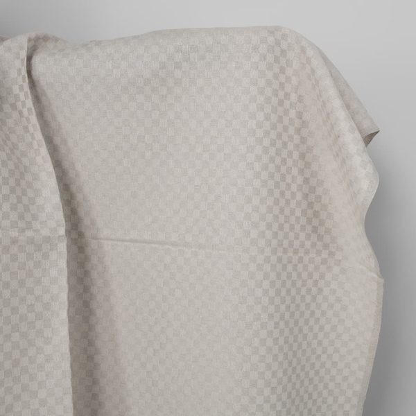 Linen cotton fabric white and natural twill checks