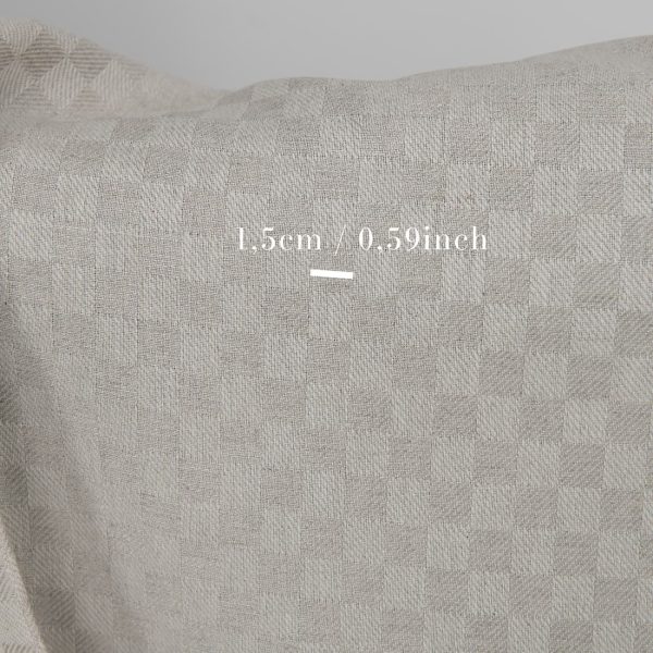 Linen cotton fabric white and natural twill checks with measurements