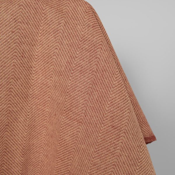 Linen cotton fabric brown and yellow herringbone, 150cm