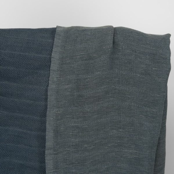linen cotton navy fabric in rhombus, double sided