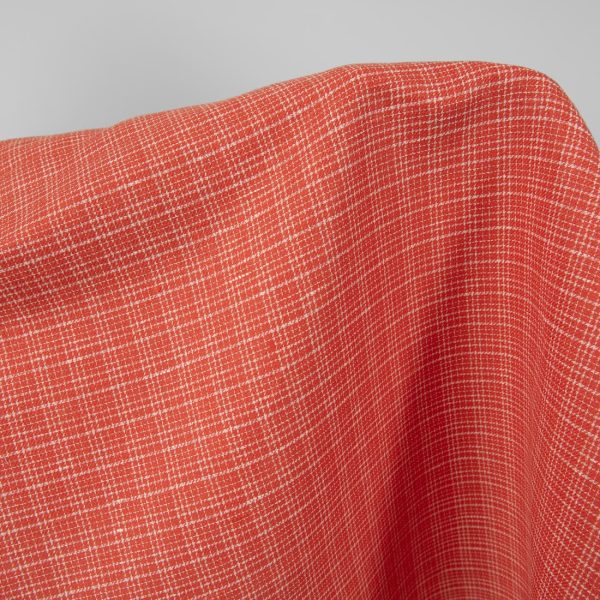 linen cotton bright red fabric checks, twill