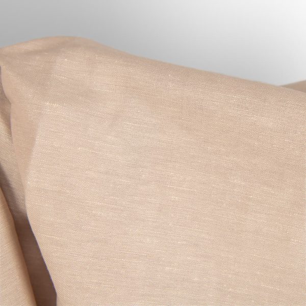 Linen cotton fabric light brown with pink undertone, plain weave