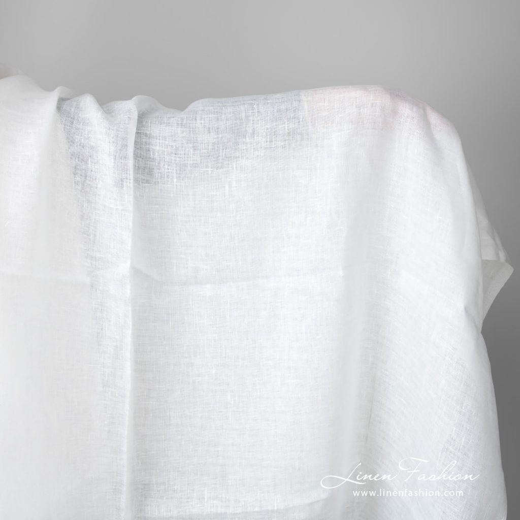 Lightweight linen fabric bright white colour