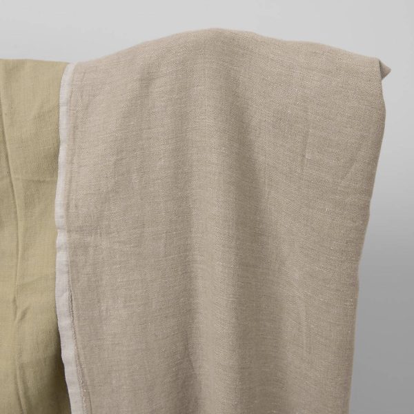 Olive green washed fabric double-sided natural side