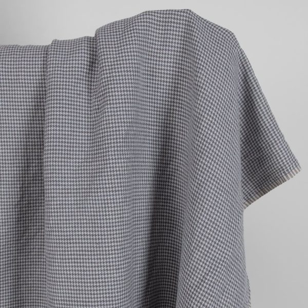 Washed linen cotton fabric grey houndstooth pattern product photo