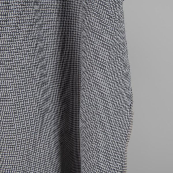 Washed linen cotton fabric grey houndstooth pattern edge