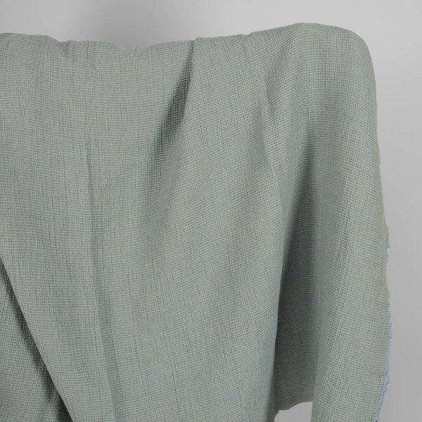 Washed linen cotton fabric blueish green waffle