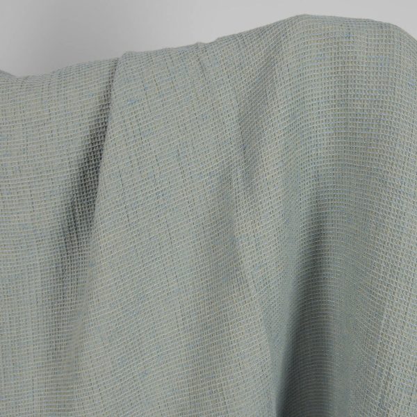 Washed linen cotton fabric blueish green waffle product photo