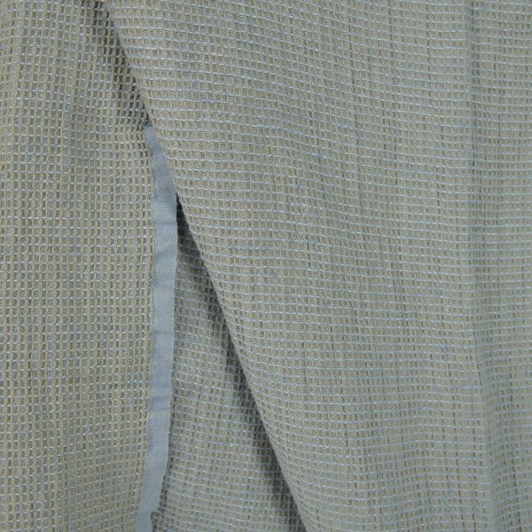 Washed linen cotton fabric blueish green waffle detail