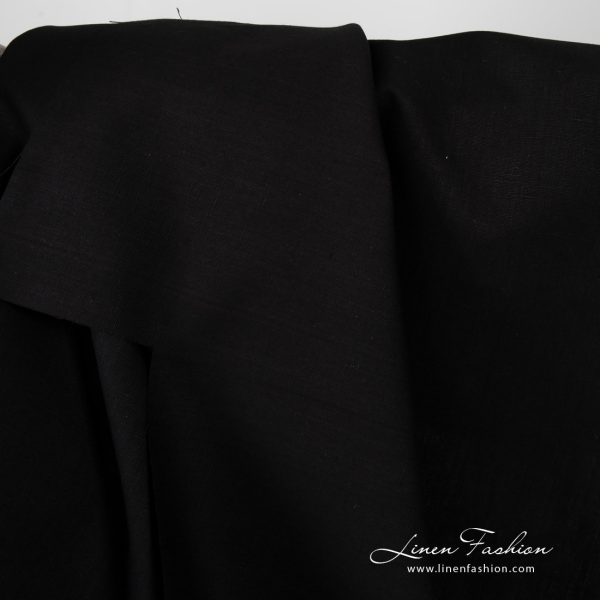 Linen blend fabric in black color