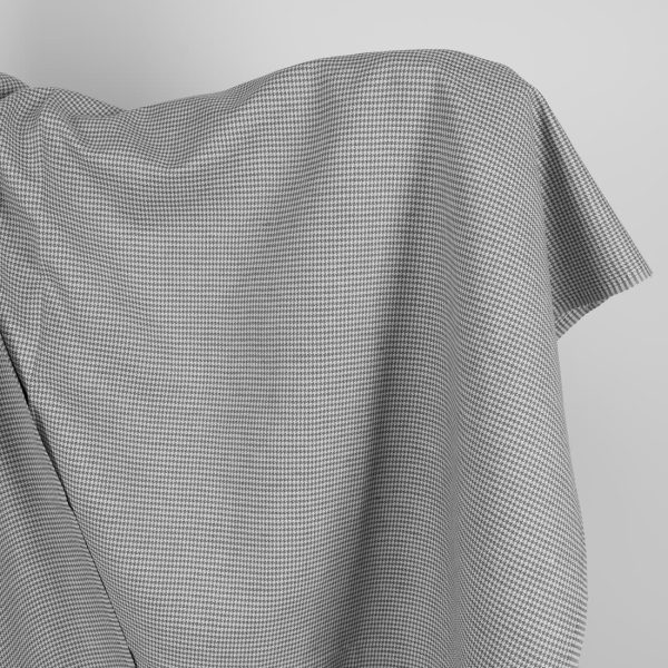 Linen cotton fabric light and dark grey houndstooth