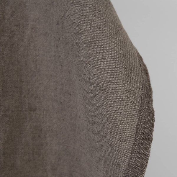 Linen cotton fabric grey-brown melange washed, fabric edge