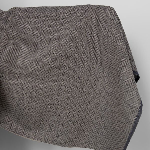 Linen cotton fabric blue and beige diamond pattern
