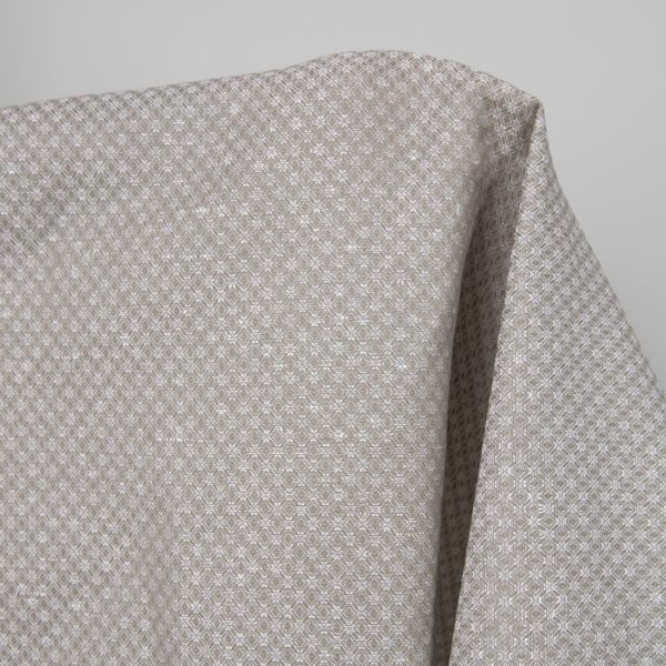 Linen cotton fabric dark beige and white diamonds product photo