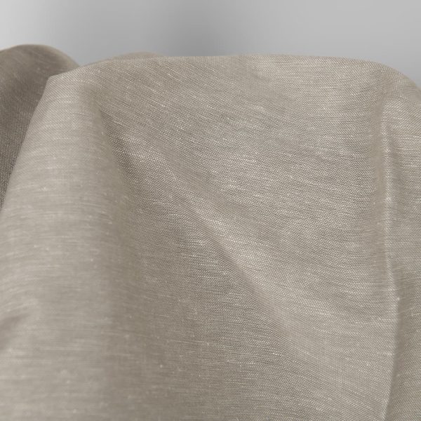 Linen cotton fabric dark beige and white melange, plain weave