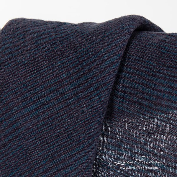 Washed striped purple linen fabric.