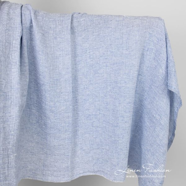 Blue linen fabric in melange