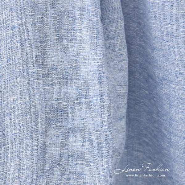 Linen fabric blue and white melange
