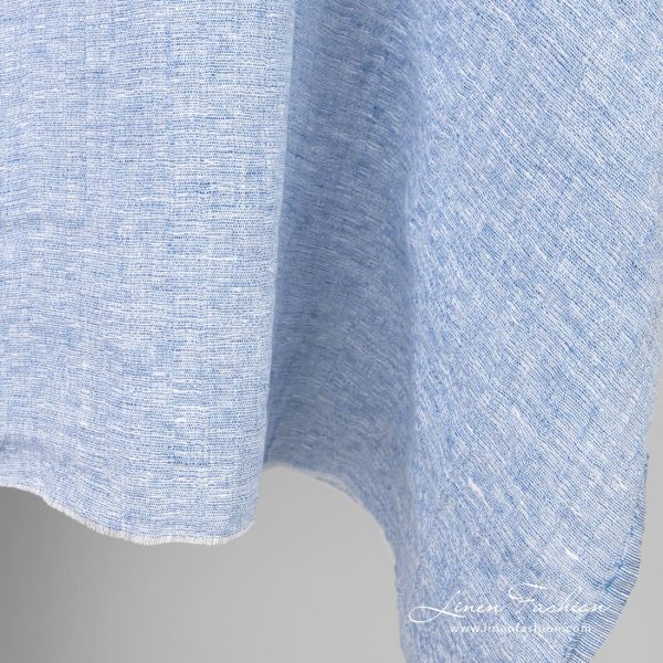 Linen fabric blue and white melange, washed