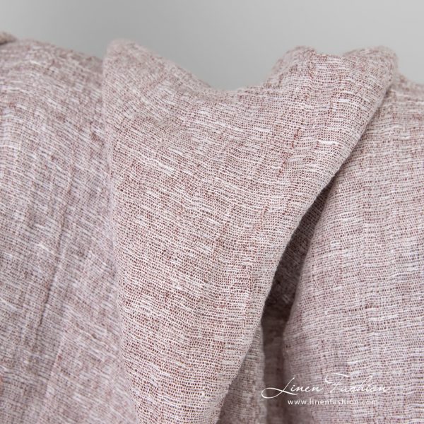 Brown linen fabric in melange, washed fabric
