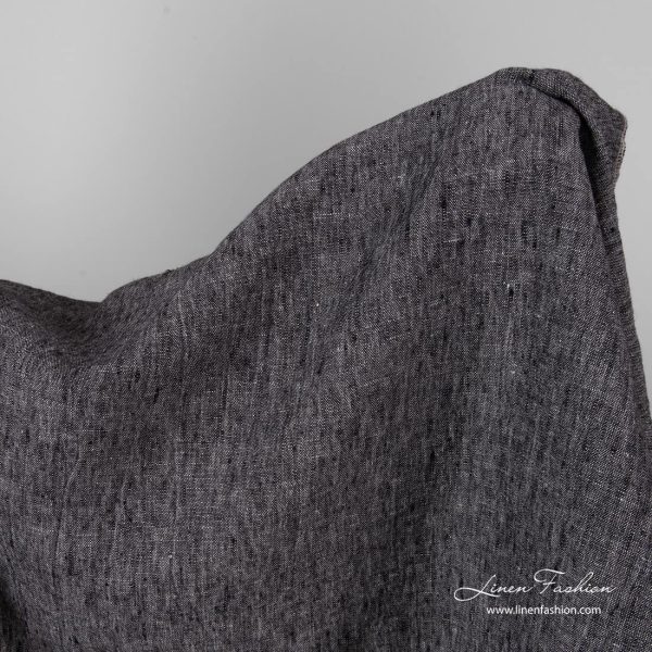 Thick linen black white fabric, washed