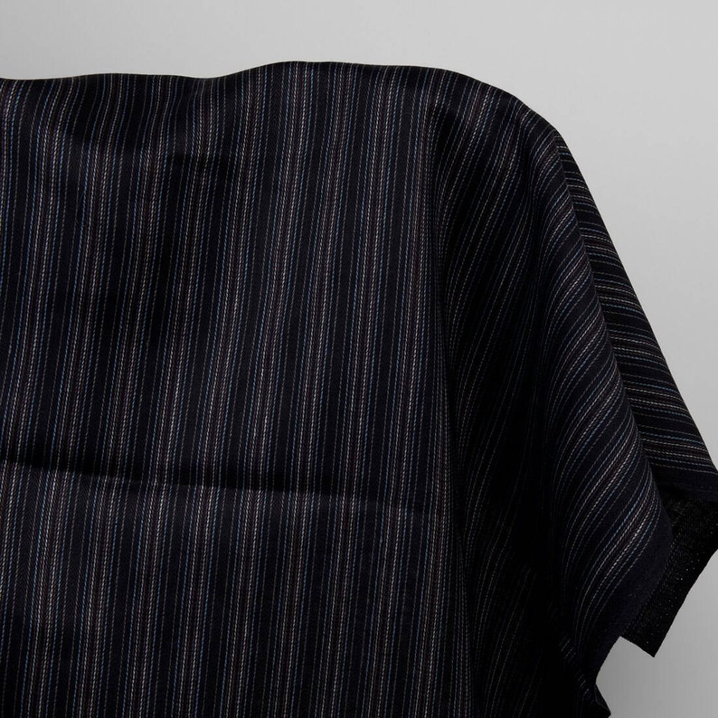 Black striped linen fabric