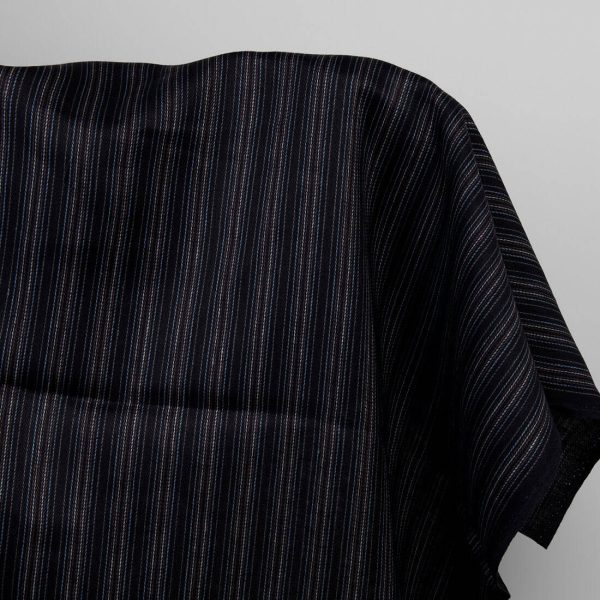 Black striped linen fabric