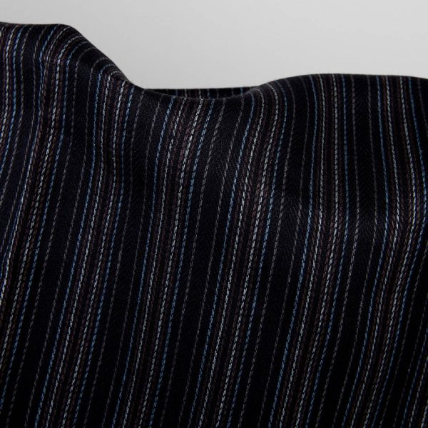 Black striped linen fabric, with multicolour stripes