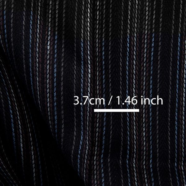 Black striped linen fabric, with measurements