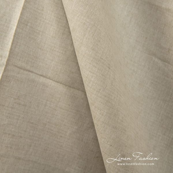 Linen cotton fabric brownish green colour close up detail