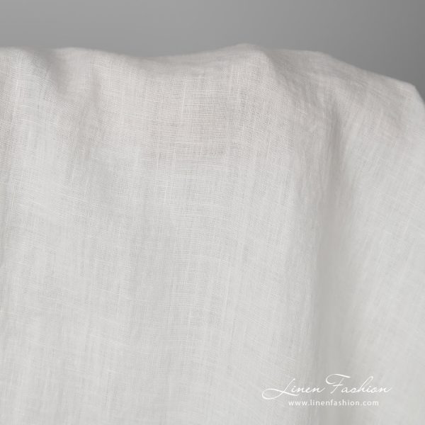 Lightweight washed linen fabric white colour product photo