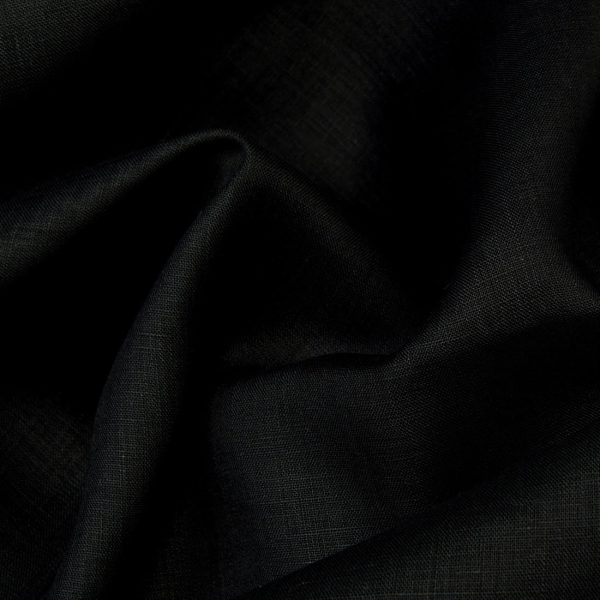 Black linen fabric, 100% linen