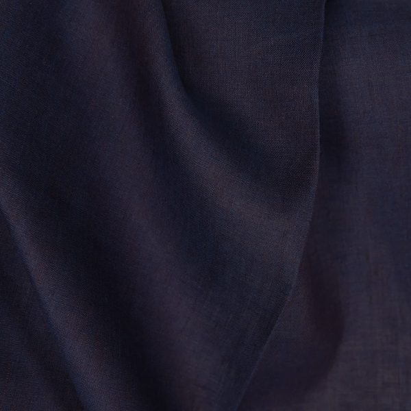 Lightweight linen fabric dark blue and brown melange, plain weave
