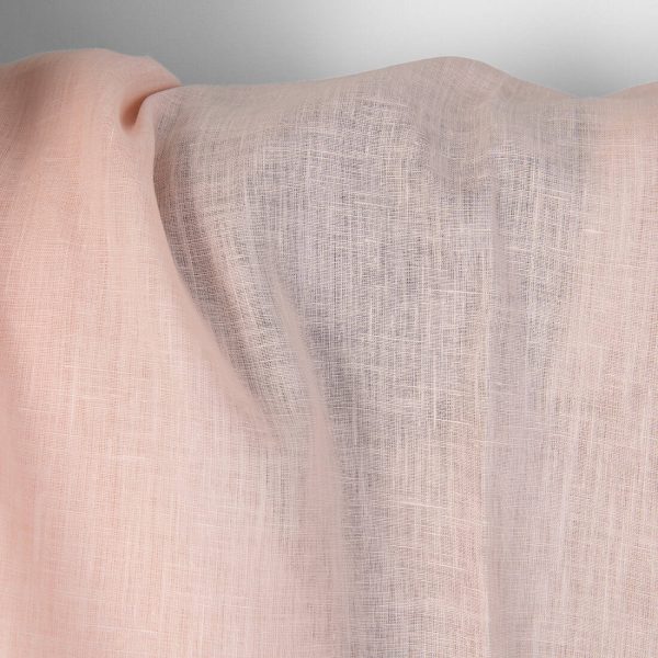 Linen fabric plain pale pink, 100% linen