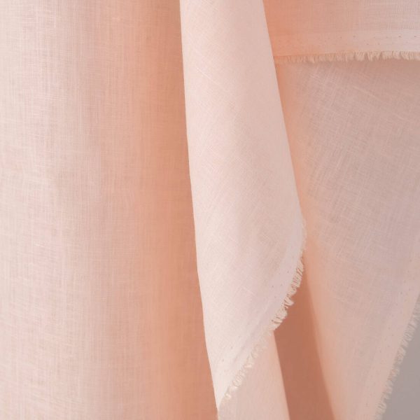 Linen fabric plain pale pink, smooth texture